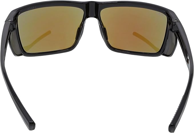 MCR Safety SR218B Swagger SR2 Series Safety Glasses with Thermo Plastic Rubber Nose Pads and Detachable Side Shields, Black Frame, Blue Diamond Mirror Lens