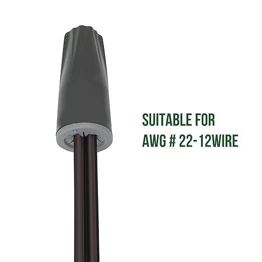 GKOLED Waterproof Wire Connectors, Silicone Filled Outdoor Electrical Screw Terminals for Low Voltage LED Landscape Lights, Wire Caps Compatible with 22AWG-12AWG, Irrigation Valves, Dark Gray, 30-Pack