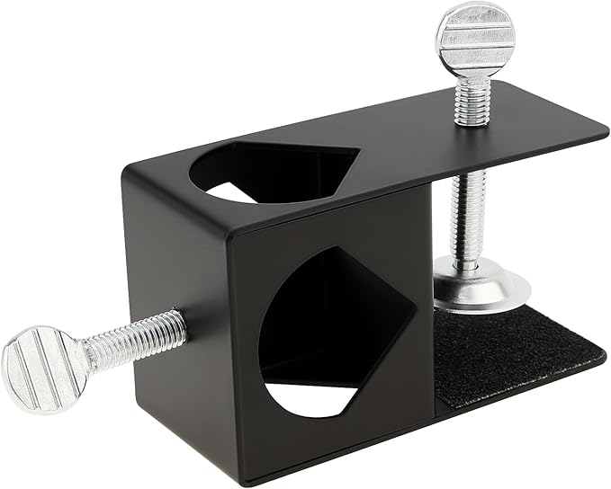 RTNLIT Universal Deck Torch Clamp Bracket for Outdoor Mounting Poles on Porch/Rail/Table/Fence, Black(Set of 1)