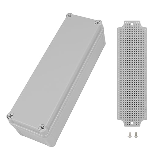 Junction Box，9.8"x 3.1"x 2.8" Outdoor Electrical Box with Mounting Plate, IP67 Dustproof Waterproof ABS Plastic Project Box, DIY Electrical Enclosure Gray (250x 80x 70 mm)