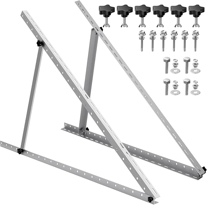 Upgraded 47in Adjustable Solar Panel Tilt Mount Brackets, Foldable Tilt Legs, Support 100 200 300 400 500 Watt Solar Panels 4-8Pcs, Solar Panel Stand for Roof, Off-Grid, RV and Boat