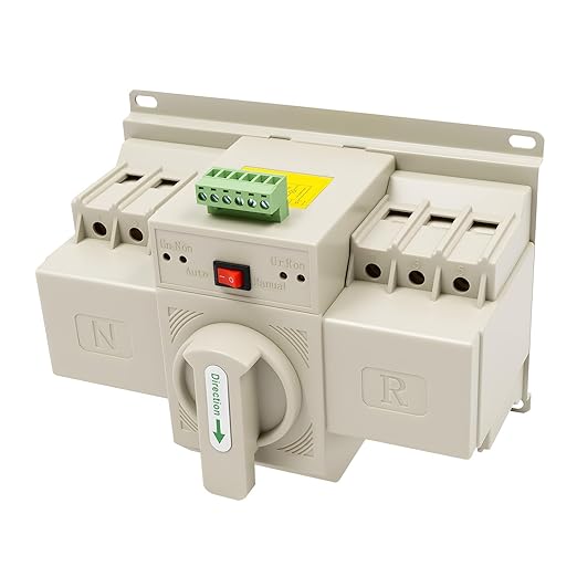 3P 63A Dual Power Automatic Transfer Switch AC 110V Changeover Generator Transfer Switch Tool 50HZ/60HZ (White)