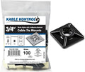 Kable Kontrol Zip Tie Mounts, 3/4” Sq, Black, 100 Pcs, Adhesive Backed Multi-Purpose UV-Resistant Mounting Squares Nylon Cable Tie Wrap Anchor Pads for Cable Management