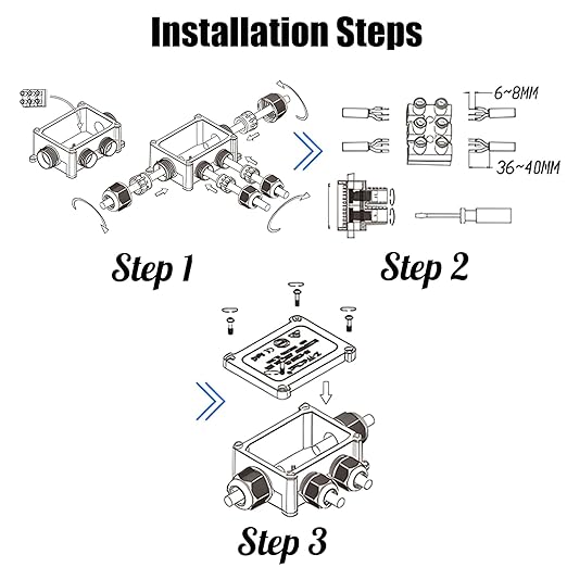 Waterproof Junction Box, 4 Way Outdoor Electrical Box with Terminal Block and Screwdriver, IP68 Plastic Cable Connector for Landscape Lighting and Garden Lights