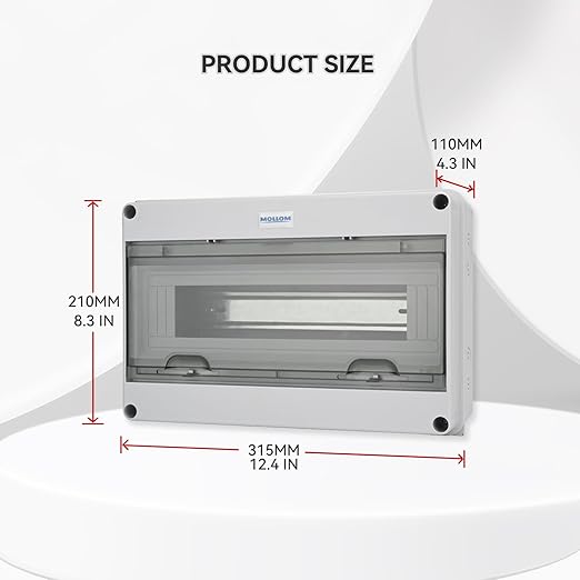 MOLLOM 15 Way Circuit Breaker MCB Distribution Protection Box with DIN Rail, IP65 Waterproof,for Indoor and Outdoor