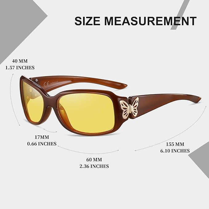 HAOLOTA Night Vision Driving Glasses Women Anti Glare Polarized, Wrap Around Nighttime Safety Glasses UV Protection