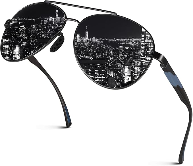 GQUEEN Classic Military Style Pilot Polarized Sunglasses Spring Hinges Al-Mg for mens womens MOS1