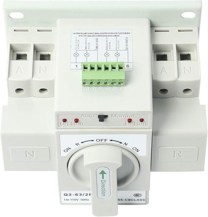 110V 2P 63A MCB type Mini Dual Power Automatic Transfer Switches Toggle Controller Change-Over Switch for Generator ATS Self Cast Conversion