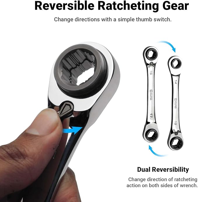 Capri Tools 4-in-1 120-Tooth Box End Reversible Ratcheting Wrench, 9/16, 5/8, 11/16, 3/4 in., SAE
