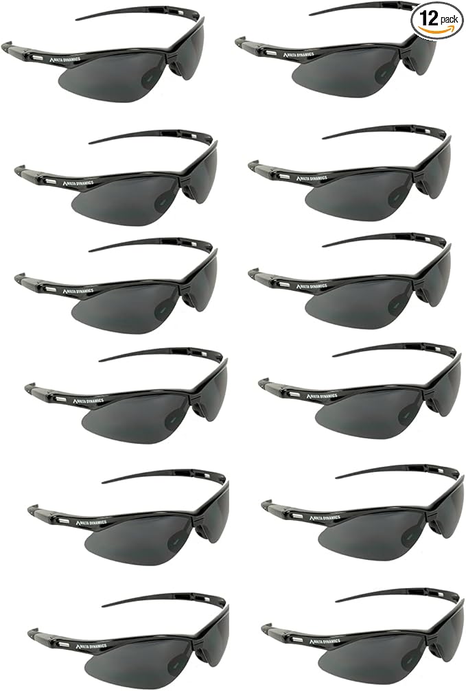 Malta Dynamics APEX Safety Glasses – Anti Scratch and Anti Fog Protection, Construction Safety Glasses for Men and Women, ISEA & ANSI Z87 Compliant (Tinted, 12 Pairs)