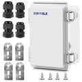 Waterproof Outdoor Project ABS Plastic Junction Box IP67 Weatherproof Dustproof Enclosure with Hinged Cover, Mounting Plate,Wall Brackets for Power Project (5.9"x3.9"x2.8")