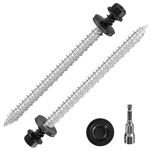 # 3/16 * 3" 101PCS 2lbs Black Hexagonal Metal Sheet roof Screws,#10 * 3 with EPDM washers and Hexagonal self Tapping, Used for Metal to Wood, Corrugated Roofs.5 * 75mm