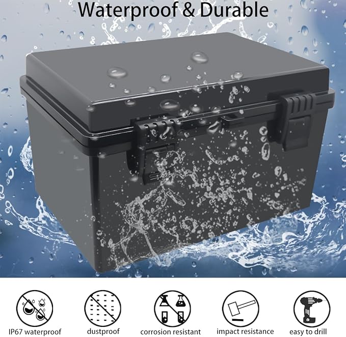 Junction Box, Hinged Black Cover IP67 Waterproof ABS Project Box with Mounting Plate Electrical Box Enclosure with Wall Bracket 15.7 x 11.8 x 6.7inch(400x300x170mm)
