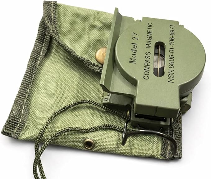 US Military Style Phosphorescent Waterproof Lensatic Compass Accurate Hand Held Compasses with Pouch for Hiking Camping Navigation Survival Backpacking Orienteering