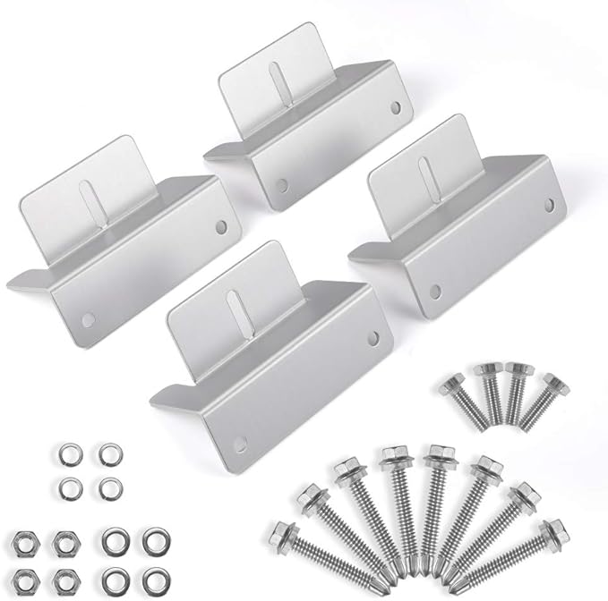 BougeRV mounting z Bracket for 100w 150w 200w 300w Solar Panel, Supporting for RV, Roof, Boat, Off-Grid, Set of 4 Units