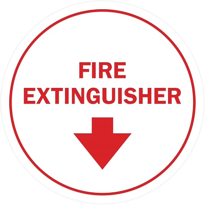 Signs ByLITA Circle Fire Extinguisher Sign (White/Red) - X-large