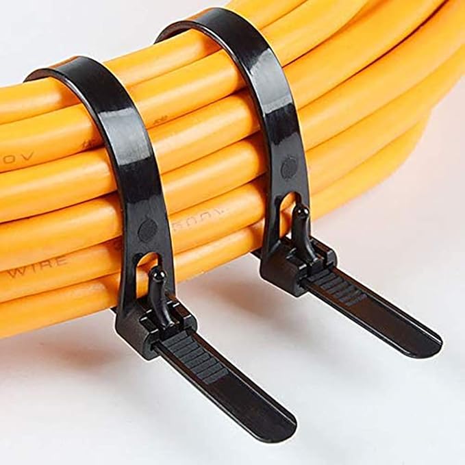 Releasable Reusable Zip Ties 100 Pack 12 Inch Heavy Duty Zip Tie Thick Black Cable Ties Reusable 80lb Indoor Outdoor Multi-Purpose No Slip Off
