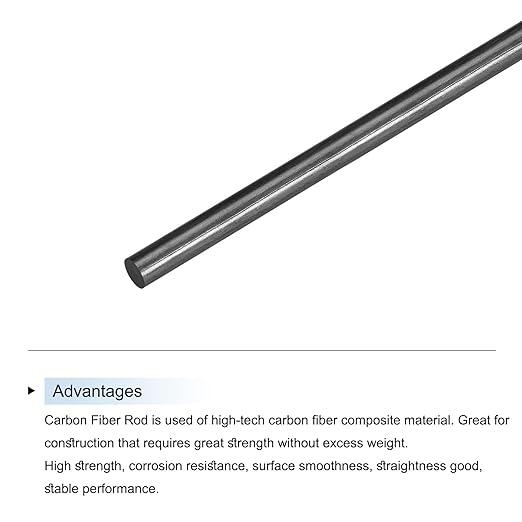 MECCANIXITY Carbon Fiber Rod Pole, 2.5mm x 450mm for RC Plane DIY Tool Wing Tube Quadcopter Arm, Pack of 4