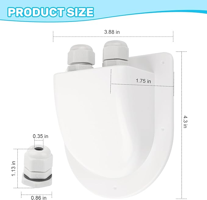 Waterproof ABS Solar Dual Cable Introduction Gland Box, Suitable for Double Cable Waterproof Protection Shell of Solar Panels in RVs, Boats, Roofs, and Engine Rooms 2 Pack (White)