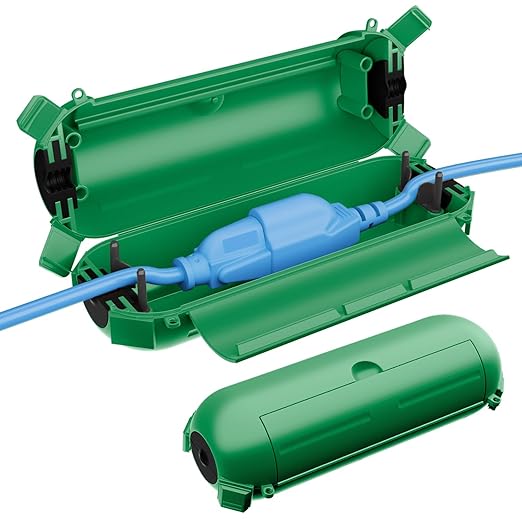 QUOBAS 2 Pack Small Outdoor Extension Cord Cover, Waterproof Electrical Box for Outdoor Outlets, Plugs, Holiday Christmas Lights, Power Tools, Green