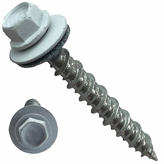 Metal Roofing Screws-#10 x 1.5” – Self Tapping Hex Head with EPDM Rubber Washer – for Metal to Wood, Corrugated Roofing, Siding, Sheds, Pancake Screw - ¼” Hex Drive Easy Installation - White