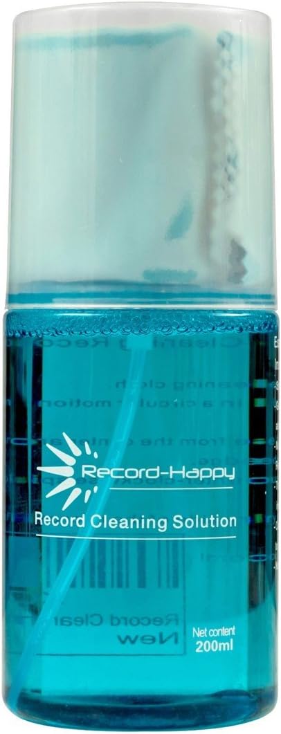 Record Cleaning Solution with Anti-static Vinyl Cloth - Premium LP Cleaner Fluid 6.7oz by Record Happy. Essential 200ml Spray Bottle to keep your Prized Album Collection like New!