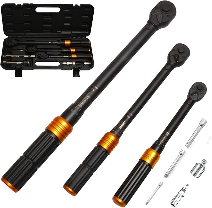 COTOUXKER Torque Wrench, 1/4 3/8 1/2-inch Drive Click Torque Wrench Set for Bike, Motorcycle, Car Repair Maintenance