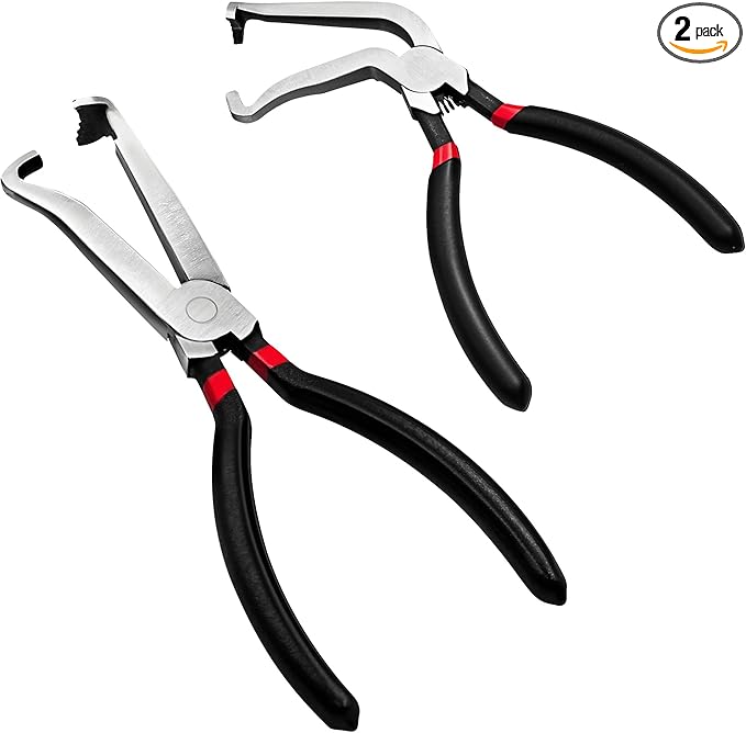 Electrical Disconnect Pliers, Electrical Connector Pliers for Cars(1*Straight&1 * 60°Bend), Fuel Line Tools with Anti-Slip Grip, Fuel Line Disconnect Tool Set for Air Flow Sensors Fuel Injectors