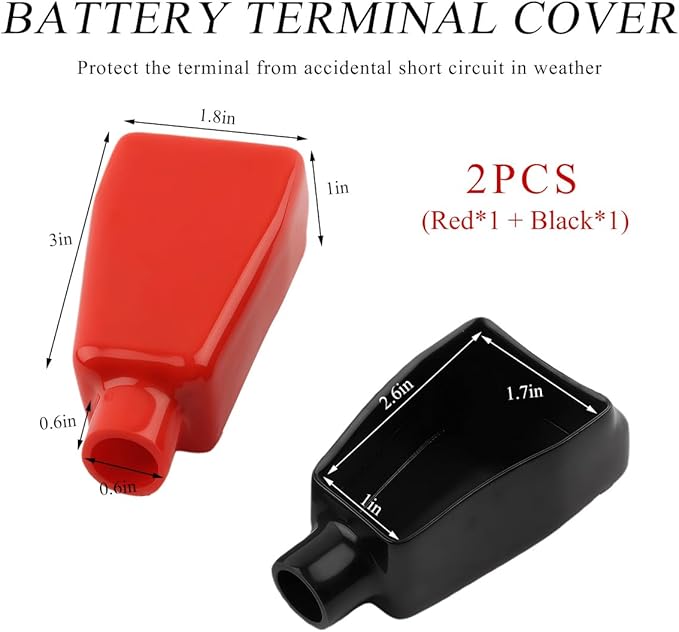 2 PCS Battery Terminal Covers, Positive and Negative Terminal Insulating Protector Cover, Flexible Terminal Cable Covers Replacement for Automotive Battery, Car Accessories
