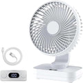 Oscillating Small Desk Fan, with USB Rechargeable Battery, Ultra Quiet, 4 Speeds, 13-Hour Runtime, Wall-Mount Option, Quiet Fan, Home, Bedroom and Office, White