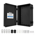 Iron Forge Cable Waterproof Junction Box Extra Large - Outdoor Enclosure with Accessories, Hinged Black Panel Cover - IP65, 16"x 12"x 7.2"Inch