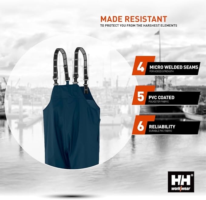 Helly Hansen Mandal Waterproof Bib Overalls - Waterproof Fishing Pants for Men - Heavy Duty Rain Gear - Zip Work Overalls