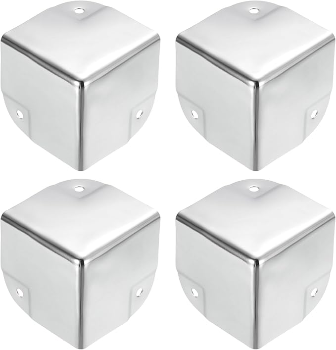 uxcell Metal Box Corner Protectors Box Edge Guard Protector 50 x 50 x 50mm Silver Tone 12pcs for Table Corners and Desk Corners