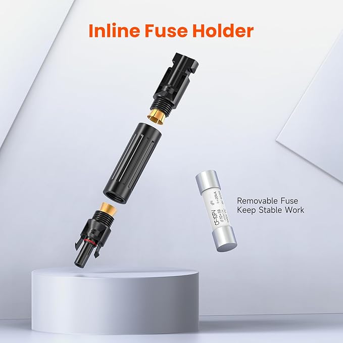 RICH SOLAR 20A Waterproof in-Line Fuse Holder w/Fuse Solar Panel Photovoltaic Connector 20 Amp