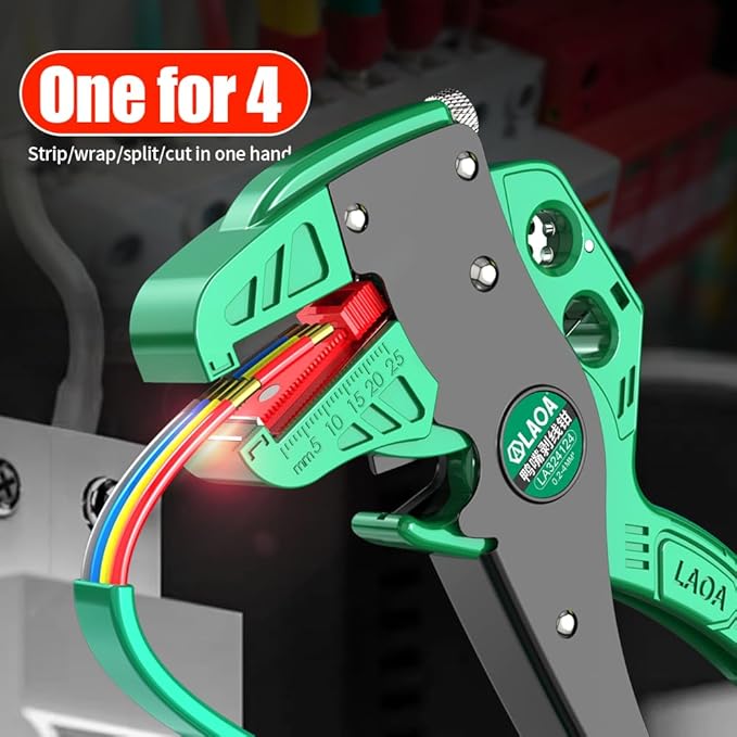 LAOA Automatic Wire Stripper Pliers - Adjustable Stripping Length & Tension, 4-in-1 Multi-Tool for Cutting, Stripping 0.2-4mm² Wires,Winding, Splitting | SK5 Blade