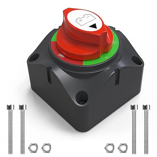 Battery Disconnect Switch 12V Master,12V-48V Battery Shut Off Switch 275Amps High Current for Car Marine Boat RV Vehicles(1-2-Both-Off)
