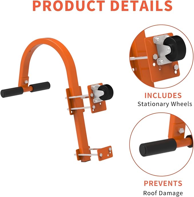 Roof Ladder Hooks,Heavy Duty Steel Extension Ladder Stabilizer for Roof,Ladder Roof Hook with Wheel Extension Ladder Rubber Grip T-Bar for Roof Ridge 2 Pack