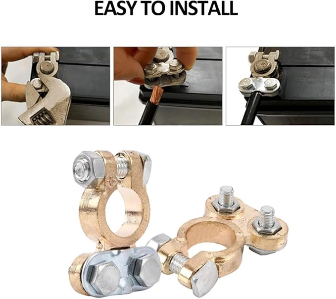 Tnisesm 2Pair Positive Negative Battery Terminal Set, Battery Terminals Connectors Clamps with Battery Terminal Washers for Boat Yacht Camper Truck Car Vehicle DT-7