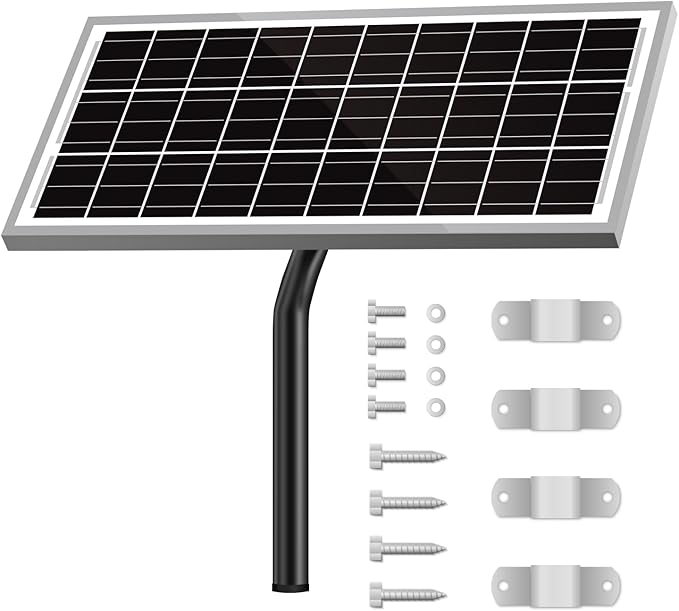 Newpowa 15W 12V 10BB Solar Panel Automatic Gate Openers, Compatible with Mighty Mule, Powered Charger Kit Mounting Bracket + Installation Tool Kit