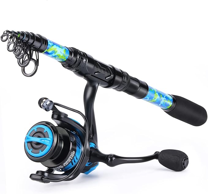 Sougayilang Telescopic Fishing Rod and Reel Combos, Full Kit with Carrier Bag, 11+1 Bearings Spinning Reel, Carbon Fiber Travel Fishing Pole for Saltwater Freshwater