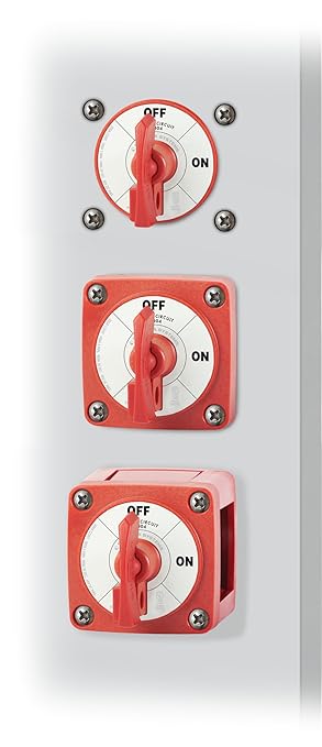 Blue Sea Systems On/Off Battery Isolator Switch With Locking Key, Red, 6004 m‑Series