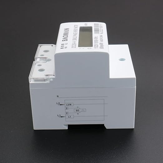 Baomain DDS238-4-R DIN Rail Single-Phase Three-Wire Kilowatt Hour kwh Meter 10A(100A),110V/220VAC,60Hz,LCD Display Energy Meter for AC Systems