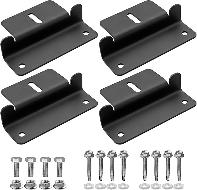 Anbte 4PCS Solar Panel Mounting Z Brackets, Aluminum Solar Panel Mounting Bracket 304 Stainless Steel Screws, Stable, Rust - Resistant, Easy Install for Roof, RV, Boat, Yacht, Black
