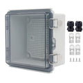 Waterproof Junction Box, ABS Plastic Electrical Box with Stainless Steel Latch, Hinged Cover Electric Project Enclosure Box with Mounting Plate, Wall Brackets & Cable Gland 5.9"x5.9"x3.5"