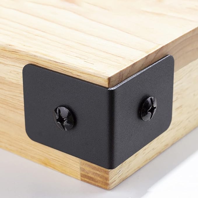 4 Set 2 x 2 x 1.5 Inch Metal Corner Protectors for Furniture, Decorative Corner Brackets Black for Wood, Boxes, Farmhouse, Barn Door, Wood Frame, Trunk, Table, Desk