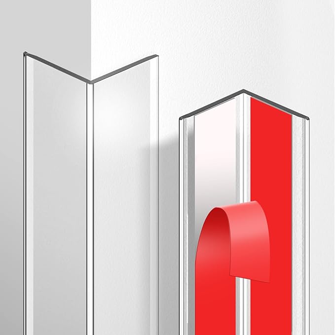 4 Pack Wall Corner Protector, Self Adhesive Corner Protectors for Walls, Easy to Install Edge Guard Strip for Furniture Cabinet Shelf Drywall Baseboard Desk, 17.7in x 1.18in, Clear