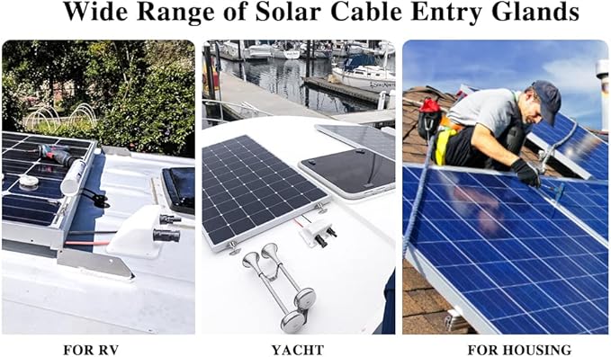 Solar Cable Entry Gland with 10Ft 10AWG Soft Copper Cable,UV Resistance Dual Cable Entry Housing for Solar Project on Rv, Boat,Camper,Van