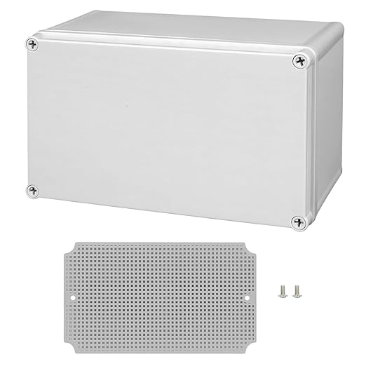 Junction Box，9.8"x 5.9"x 5.1" Outdoor Electrical Box with Mounting Plate, IP67 Dustproof Waterproof ABS Plastic Project Box, DIY Electrical Enclosure Gray (250x 150x 130 mm)