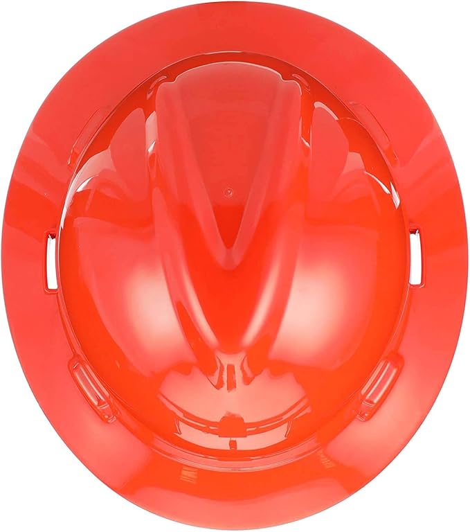 MSA V-Gard Full-Brim Hard Hat with Suspension - Polyethylene Shell, Superior Impact Protection and Self Adjusting Crown Straps - Standard Size Hard Hat