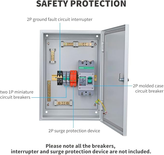 Renogy 200 Amp DC Circuit Breaker Box for Off-Grid Solar System, Home, RV, Trailer, Marine, IP54 Rated, w/Built-in DIN Rail, Labels